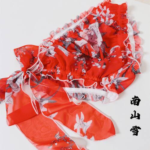 古风冰丝雪纺侧开系带内裤
