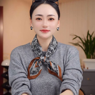 饰领巾围巾披肩 气质百搭方巾护颈保暖装 秋冬新款 植绒丝棉65CM时尚