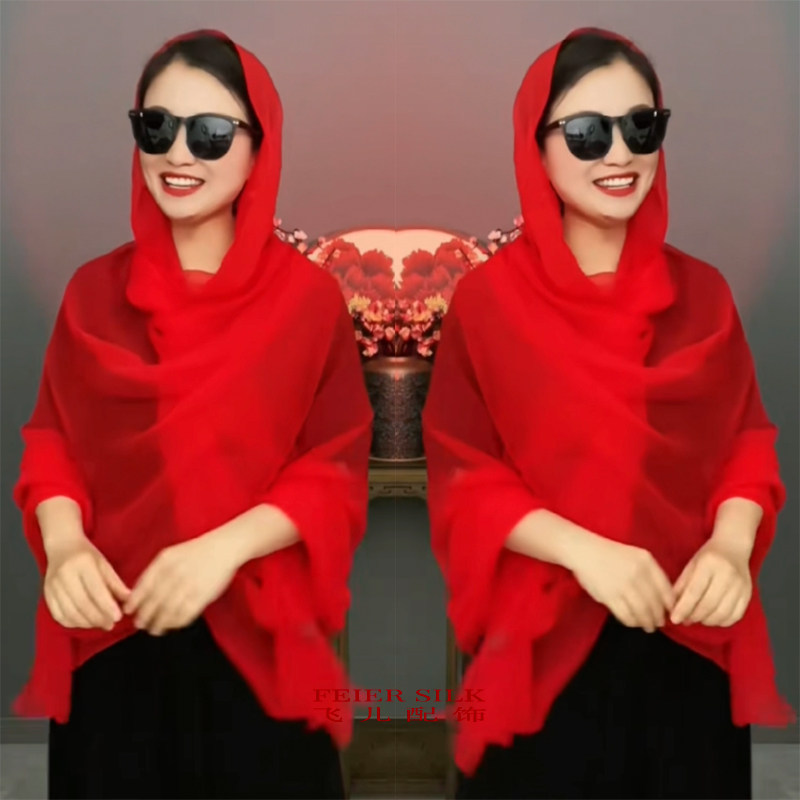 鳄鱼皱丝巾纱巾围巾女百搭中年红色跳舞同学聚会旅游拍照防晒披肩,服饰配件/皮带/帽子/围巾,围巾/丝巾/披肩,淘宝优惠券,粉丝福利购,淘宝优惠卷