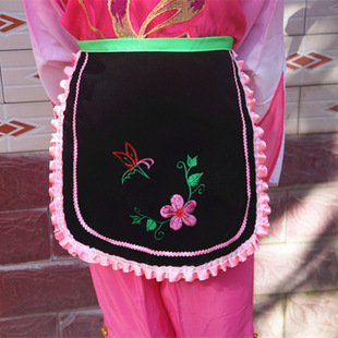 刺绣花朵半身围裙花边戏剧舞台演出服装村姑阿庆嫂围裙秧歌舞蹈