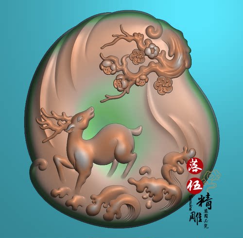 梅花鹿00055元宝金蟾招财蟾源文件雕图雕刻机轴核雕图新款梅花鹿
