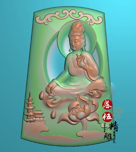 莲花塔阁楼观音方牌1756山水步步登高精雕图浮雕玉雕灰度图JDPBMP