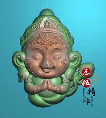 浮雕电脑数控雕刻可爱象神精雕图