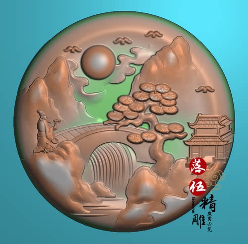 小桥人家64574小花件小挂件精雕图浮雕玉雕灰度图JDPBMP电脑雕刻