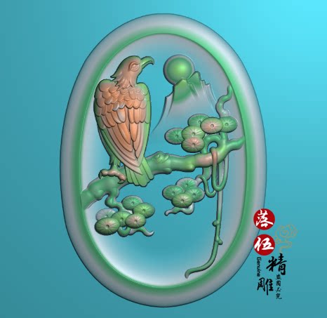 山水松上老鹰3864浮雕图 精雕图 灰度图 龙凤呈祥大鹏展翅新款