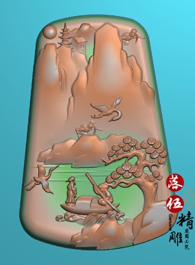 山水诗人李白乘舟将欲行人物划船4521精雕图 电脑雕刻图 古代人物