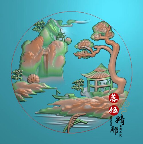 山水人家07175随型凤凰丹凤木雕精雕浮雕玉雕灰度图JDPBMP雕刻图