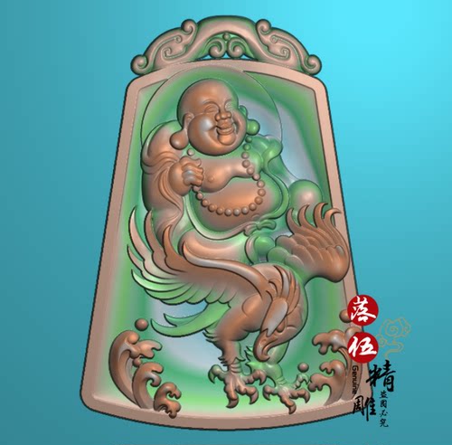 牌头坐老鹰弥勒佛00311坐台如来佛祖精雕浮玉雕灰度图JDPBMP雕刻