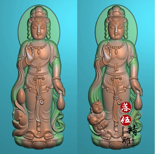 站观音00044山水人物小桥精雕图浮雕玉雕灰度图JDPBMP电脑雕刻图