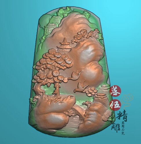 厚装山水梯形扫描图3215精雕图5.21版新款山水玉雕图JDP灰度图bmp