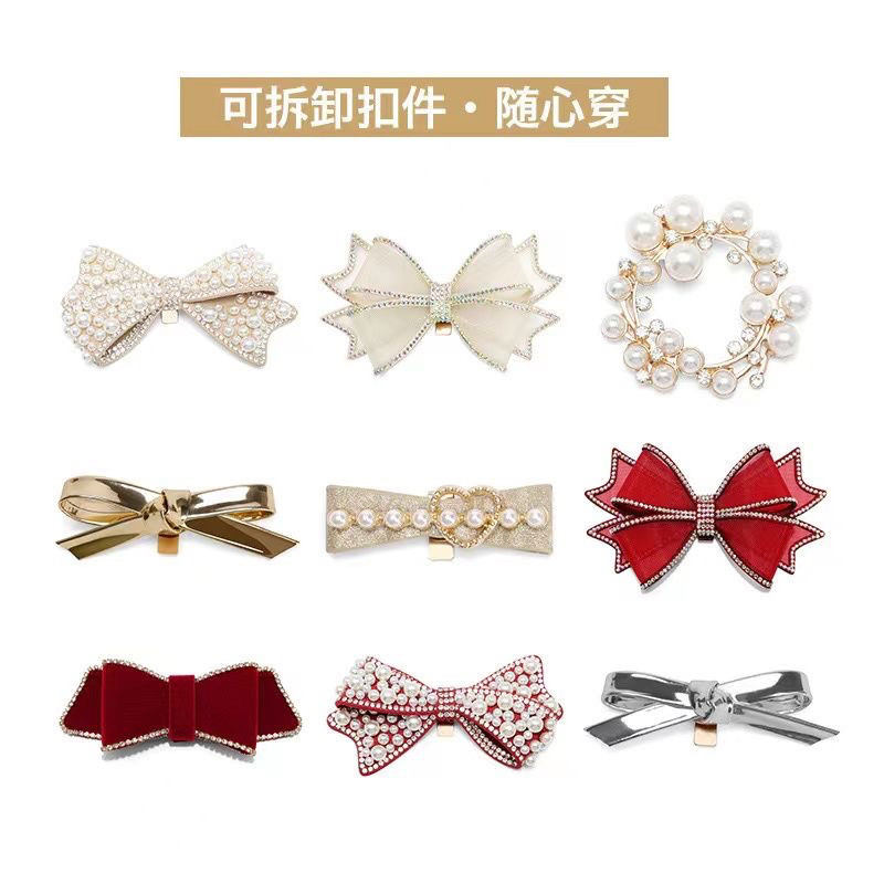 蝴蝶结可拆卸花鞋鞋扣单鞋高跟鞋婚鞋DIY配饰浪漫仙女日系配件