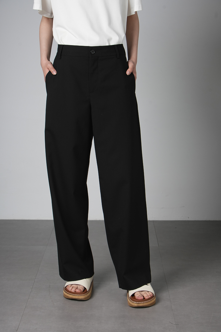 团长家通勤中高腰直筒长裤精纺