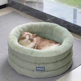 贝多芬宠物/ 圆形冬季保暖加厚四季通用猫屋猫窝封闭式深陷猫睡袋