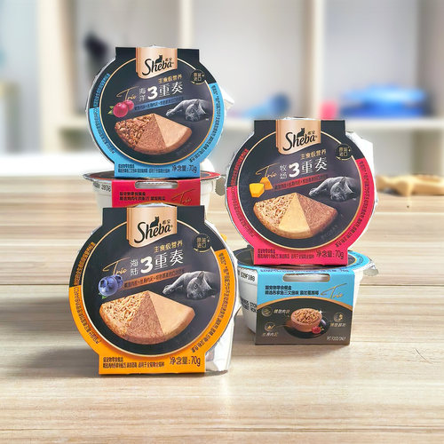 贝多芬宠物/SHEBA希宝进口3重奏猫咪零食餐盒补水湿粮零食罐70g
