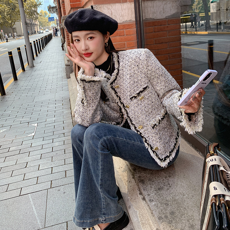现货2D078-8050-P225K348重工小香风羽绒服短款图片