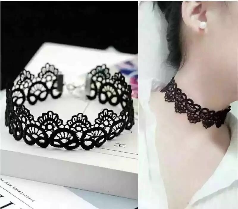 DIY春季蕾丝颈带简约不掉色流苏项链锁骨链项圈搭配上衣遮挡颈纹