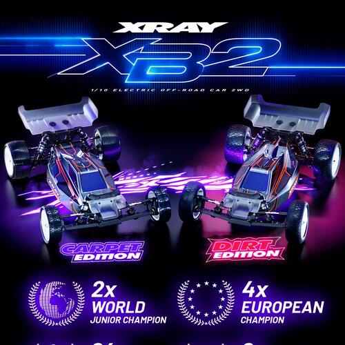 XRAY XB2 2026新款 1/10越野车电动后驱二驱竞赛KIT车架320020