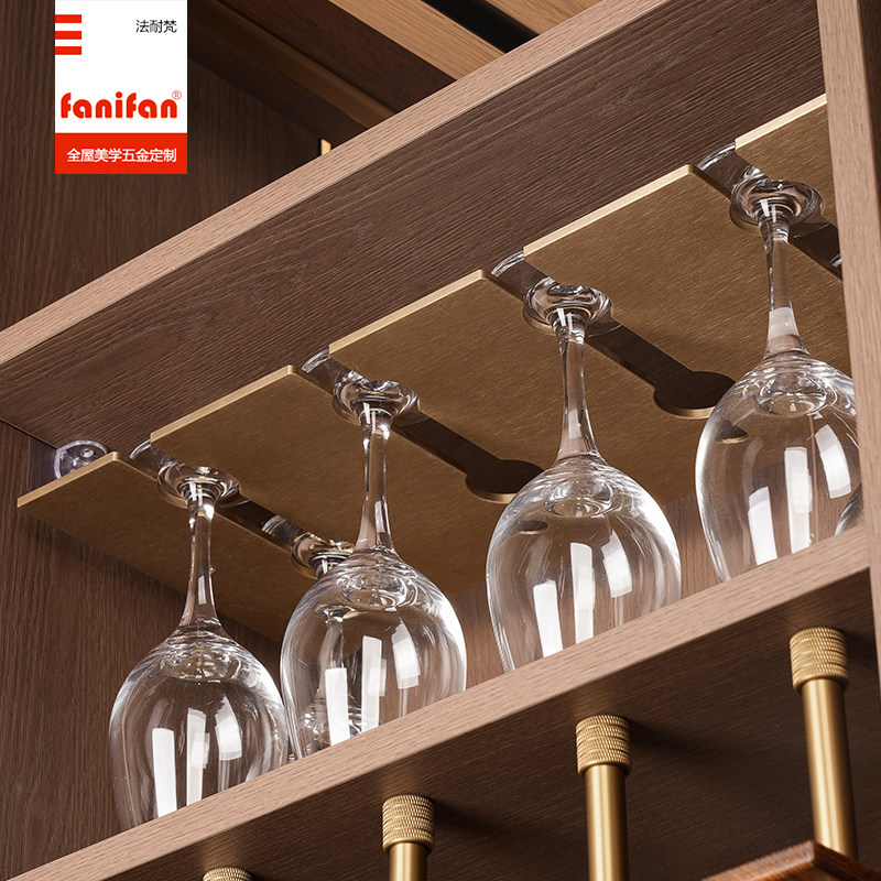 定制倒挂全铝合金单排双排红酒杯架高端酒柜高脚杯架家用现代极简