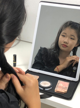 CURRAN KOUMAH化妆镜带灯led补光镜子便携式折叠手提化妆师跟妆镜