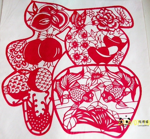 特价 福字剪纸 吉庆有余 蔚县剪纸 手工刻 宣纸染色 款式二