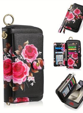 防盗刷女式钱包卡包 通用型手机包 时尚大容量三折长钱包 手拿包