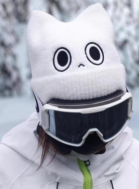 【Oops小野人】滑雪帽针织保暖冷帽猫咪龙王卡通搞怪可爱冬季帽子