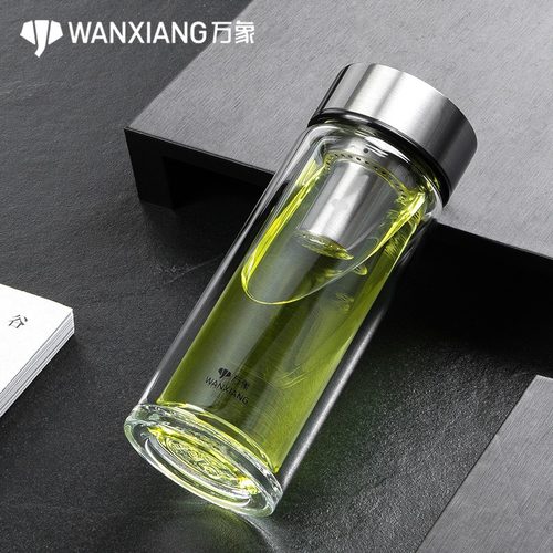 万象双层高硼硅玻璃商务水杯