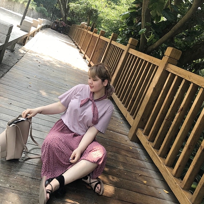 chic风波点雪纺a字长裙大码定制