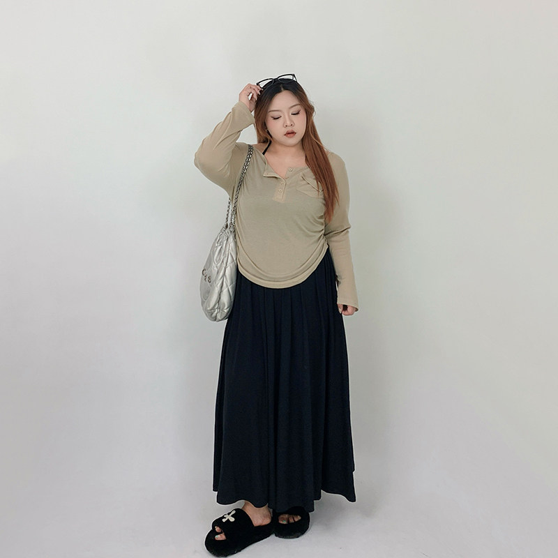 Milu家大码女装春夏季纯欲风性感挂脖吊带连衣裙罩衫胖mm显瘦套装