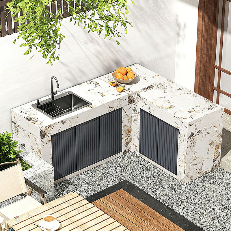 庭院岩板洗手台户外别墅院子花园操作台全岩板水池岛台储物柜定制,家装主材,盆、台一体成型式台盆,淘宝优惠券,粉丝福利购,淘宝优惠卷