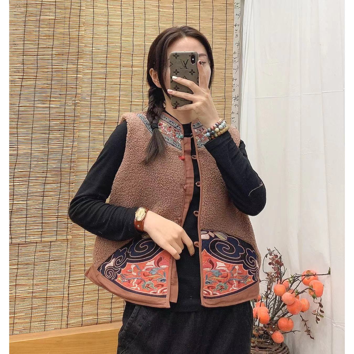 复古民族风重工刺绣立领盘扣文艺百搭上衣X231031MJ3