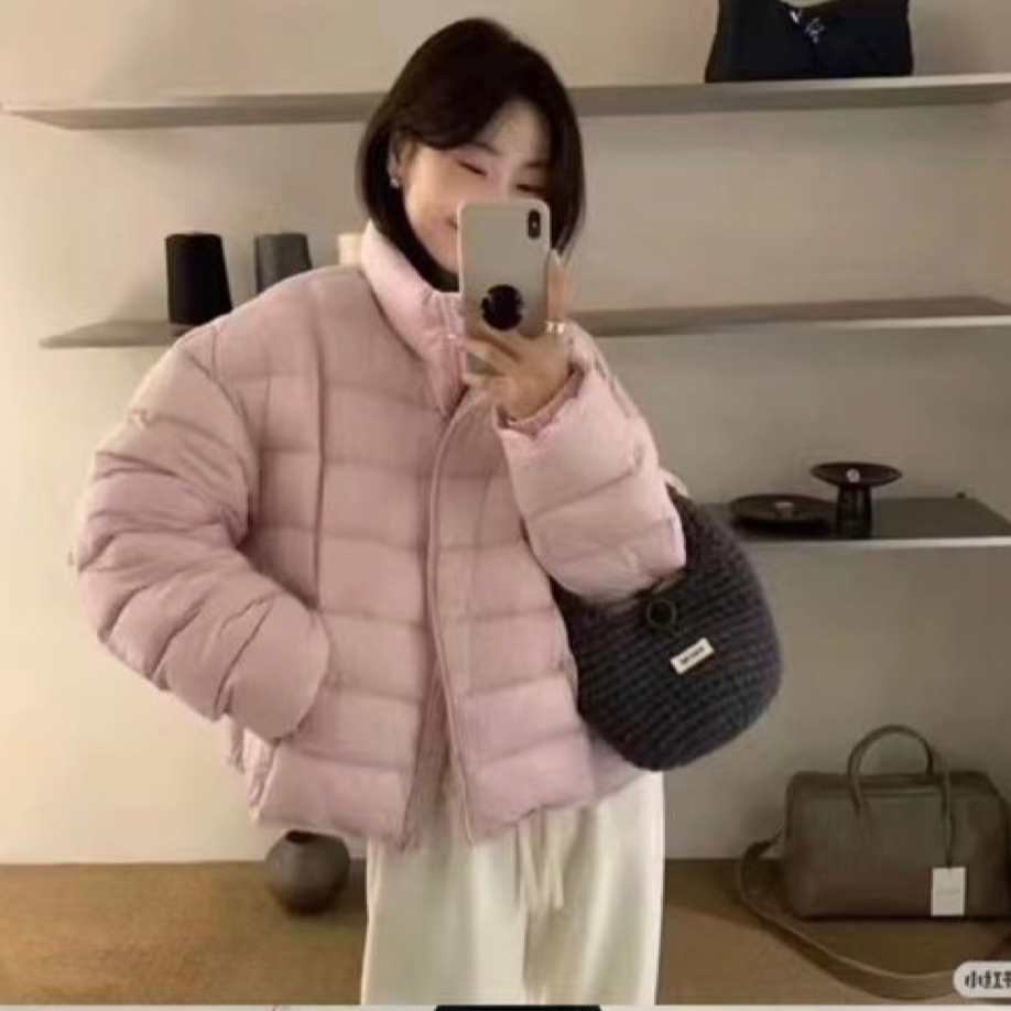 2025新款文艺立领休闲面包服白鸭绒保暖排骨羽绒服小个子泡芙外套