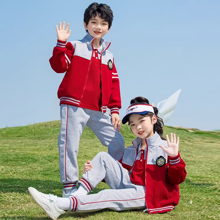 校服套装小学生夏季红色运动服儿童班服幼儿园园服夏装毕业照演出