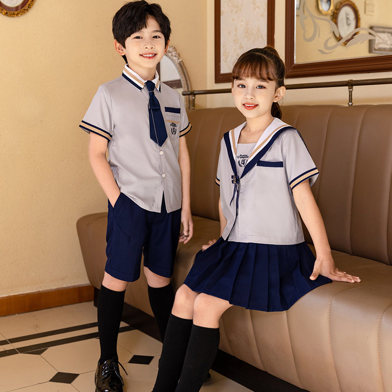 英伦海军风小学生校服夏季短袖水手服男女童毕业班服幼儿园服六一