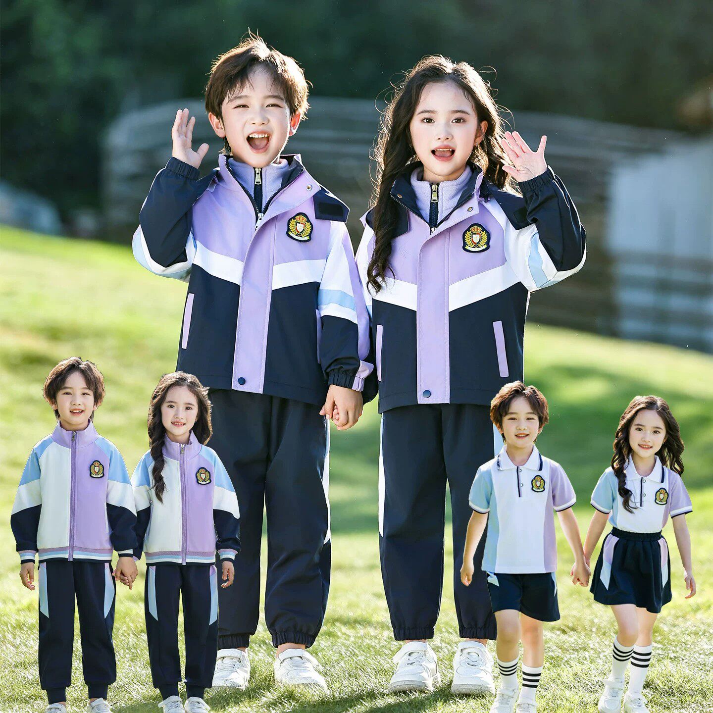 小学生校服冲锋衣三件套秋冬