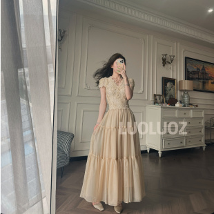 气质绝美轻奢收腰女神范长款 法式 连衣裙JF712 迷醉花园 LUOLUOZ