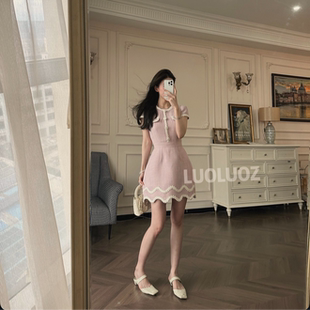 连衣裙女小个子收腰显高气质粉色短裙CC372 法式 LUOLUOZ 梦里花