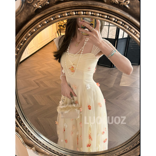 饰收腰仙气长款 高级感气质绝美装 连衣裙CC077 花仙子 LUOLUOZ