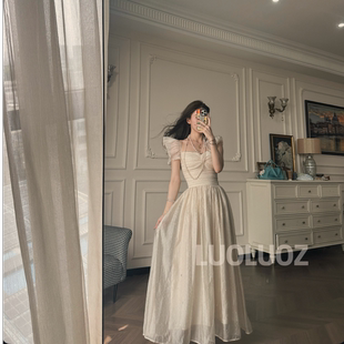 长款 气质轻奢收腰绝美荷叶花边袖 连衣裙JF697 霞姿月韵 LUOLUOZ