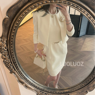 轻奢中长裙＋短外套两件套CC229 气质无袖 LUOLUOZ 西西里落叶