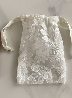 复古法式绣花内衣袋旅行随身防尘束口袋抽绳清新口罩口红袋收纳袋