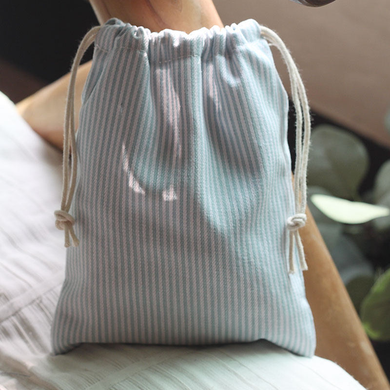 chic粉蓝色棉收纳袋手工棉布袋束口袋抽绳袋化妆品收纳整理小布包