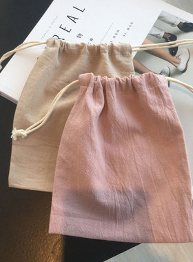 ins旅行素色防尘束口袋抽绳收纳袋清新透气小号布袋内衣收纳袋