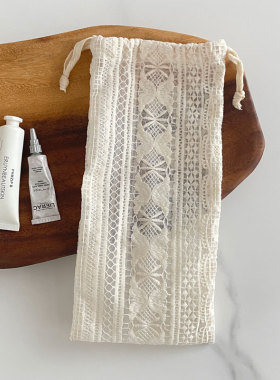 复古法式绣花内衣袋旅行随身防尘束口袋抽绳清新口罩口红袋收纳袋