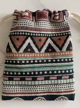 ins旅行民族风防尘束口袋抽绳收纳袋清新透气小号布袋内衣收纳袋