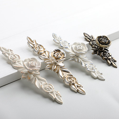 玫瑰花单孔锌合金抽屉欧式拉手