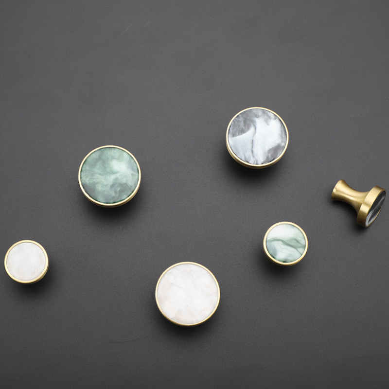 黄铜中式手北欧拉极简玉衣柜门抽屉橱柜铜色卡威金色彩仿色单孔圆