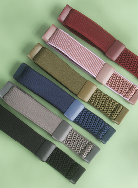 适用Fitbit charge6/5智能弹力波浪纹磁吸透气charge3/4运动表带