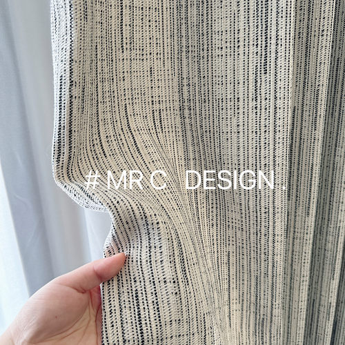 麻织 设计师款小众线条卧室客厅棉麻窗帘现代极简中古风侘日式