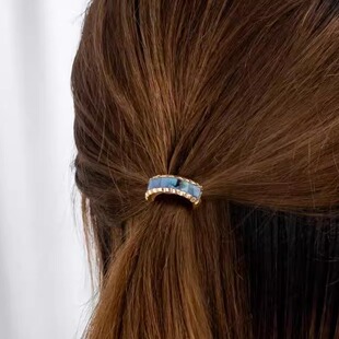 日系贝壳镶嵌金属月牙半圆形触角发扣束发低丸子头低马尾发饰女